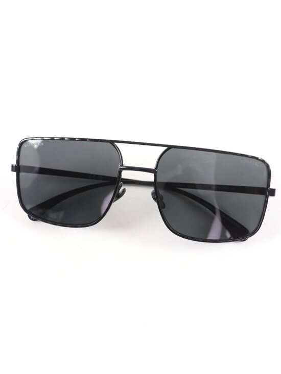 Chanel Pilot Sunglasses Logo Quilted Two Bridge Black main image 10
